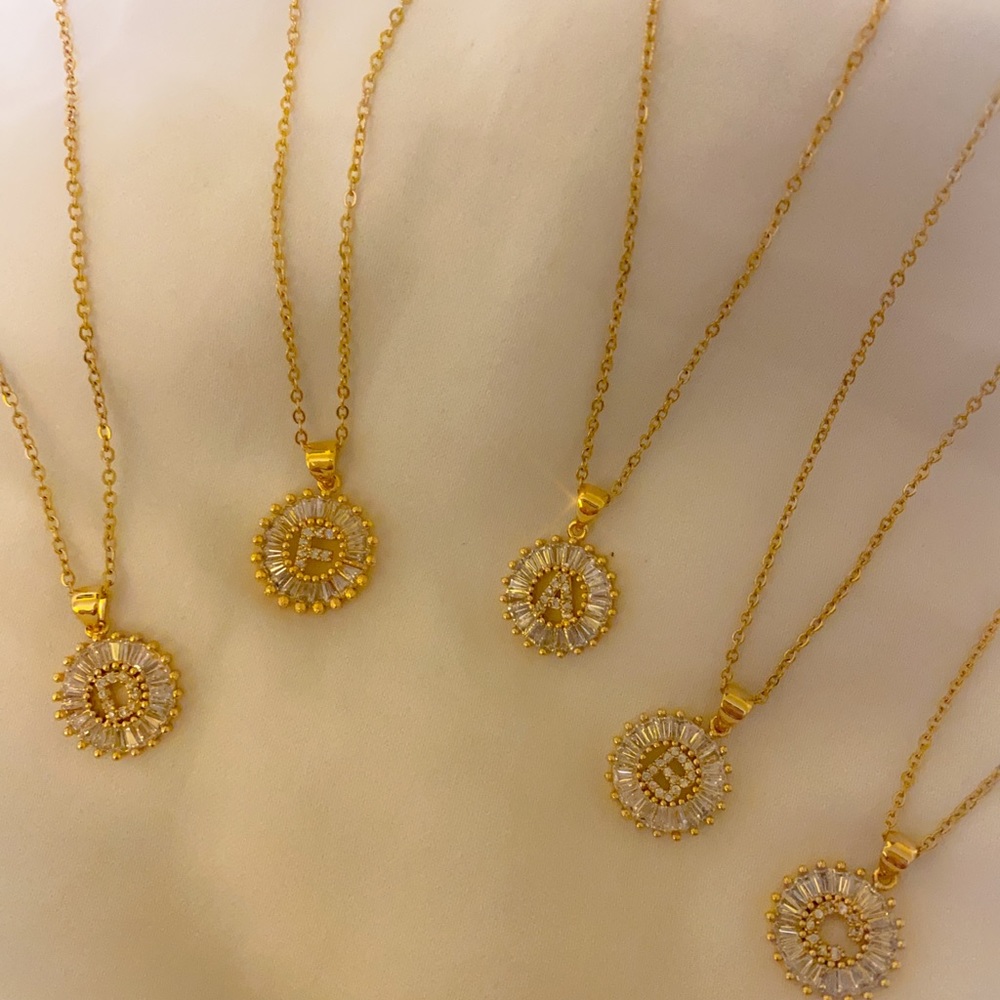 Cubic Zirconia Initial Necklace